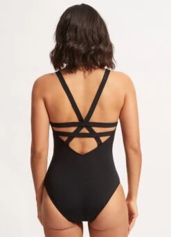 Seafolly Collective Deep V One Piece - Black -Bikini Sales Store 10634 942 Black 4