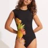 Summer Salt Cap Sleeve One Piece - Black -Bikini Sales Store 10710 716 Black 3