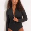 Seafolly Collective Zip Front Surfsuit - Black -Bikini Sales Store 10936 942 Black 1