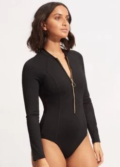 Seafolly Collective Zip Front Surfsuit - Black -Bikini Sales Store 10936 942 Black 3