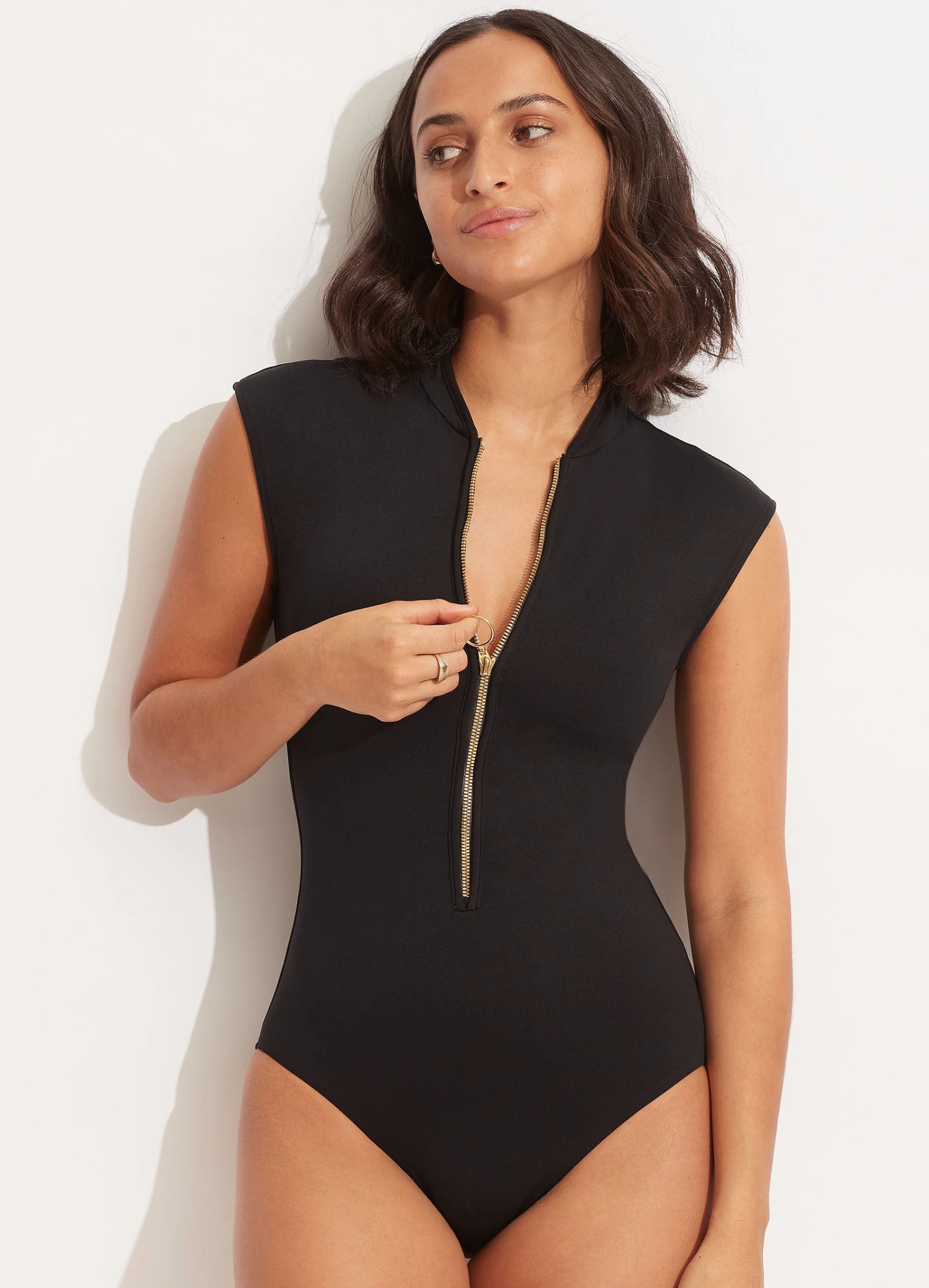Seafolly Collective Zip Front One Piece - Black 4 Seafolly Collective Zip Front One Piece - Black - Image 2