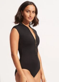 Seafolly Collective Zip Front One Piece - Black 8 Seafolly Collective Zip Front One Piece - Black -Bikini Sales Store 10987 942 Black 4