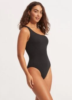 Sea Dive One Shoulder One Piece - Black -Bikini Sales Store 11014 861 Black 4