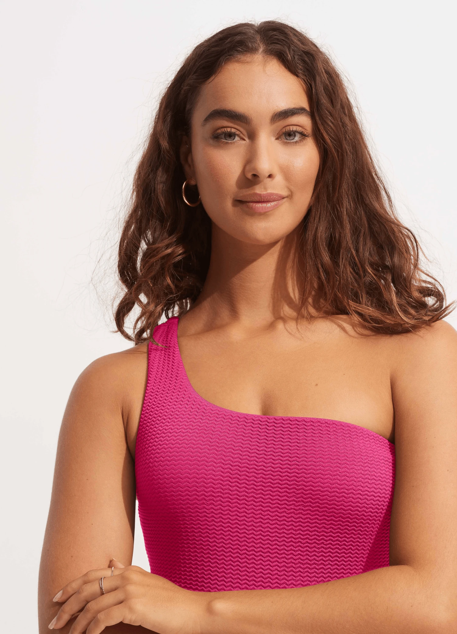 Sea Dive One Shoulder One Piece - Fuchsia Rose 6 Sea Dive One Shoulder One Piece - Fuchsia Rose - Image 4