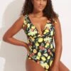 Lemoncello V Neck One Piece - Black 1 Lemoncello V Neck One Piece - Black -Bikini Sales Store 11041 945 Black 1