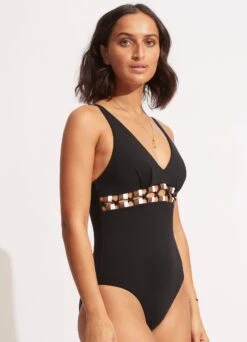 Sun Stripe One Piece - Black 10 Sun Stripe One Piece - Black -Bikini Sales Store 11051 947 Black 3