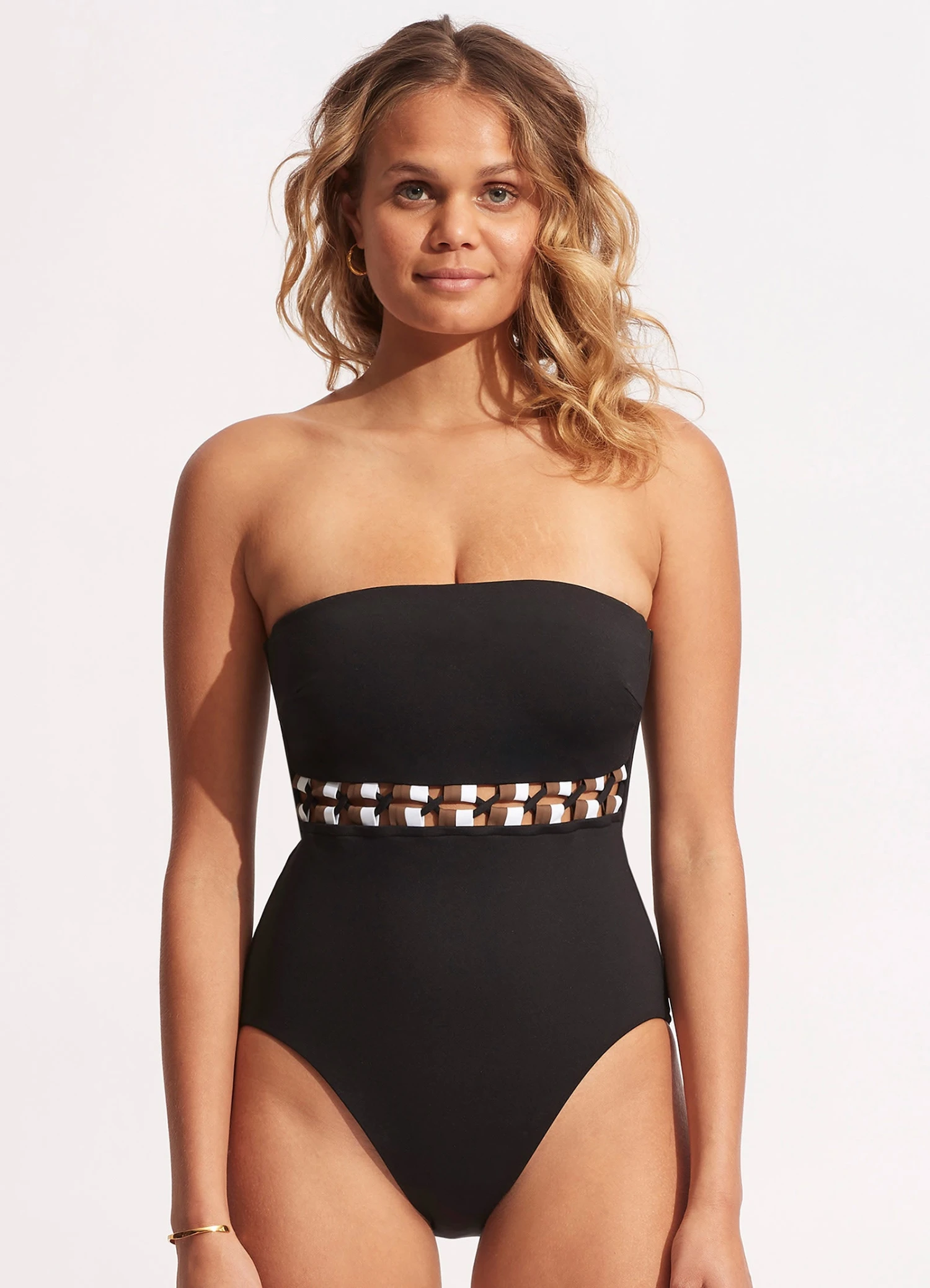 Sun Stripe DD Bandeau One Piece - Black 4 Sun Stripe DD Bandeau One Piece - Black - Image 2