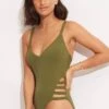 Seafolly Collective Gathered Strap One Piece - Avocado -Bikini Sales Store 11055 942 Avocado 1