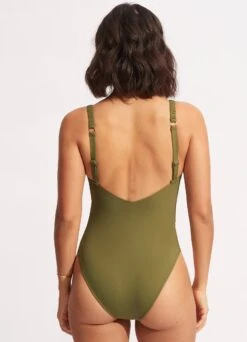 Seafolly Collective Gathered Strap One Piece - Avocado -Bikini Sales Store 11055 942 Avocado 4