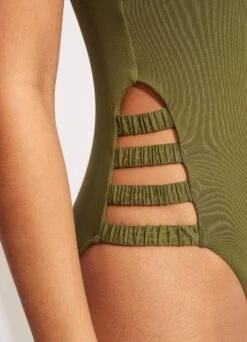 Seafolly Collective Gathered Strap One Piece - Avocado -Bikini Sales Store 11055 942 Avocado 5