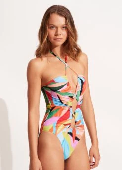 Tropfest Lace Up Bandeau Maillot - Aquamarine 11 Tropfest Lace Up Bandeau Maillot - Aquamarine -Bikini Sales Store 11056 978 Aquamarine 4