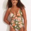 Paradise Garden Tab Front One Piece - Avocado
