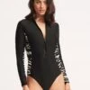 Skin DeepLong Sleeve Surf Suit- Black -Bikini Sales Store 11068 940 Black 1