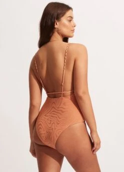 Second Wave V Neck One Piece - Copper Tan -Bikini Sales Store 11071 968 Copper 20Tan 5