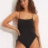 Sea Dive Scoop Neck Drawstring Side One Piece -Bikini Sales Store 11077 861 Black 1