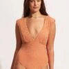 Second Wave V Neck One Piece - Copper Tan -Bikini Sales Store 11086 968 Copper 20Tan 1
