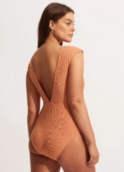 Second Wave V Neck One Piece - Copper Tan 10 Second Wave V Neck One Piece - Copper Tan -Bikini Sales Store 11086 968 Copper 20Tan 4