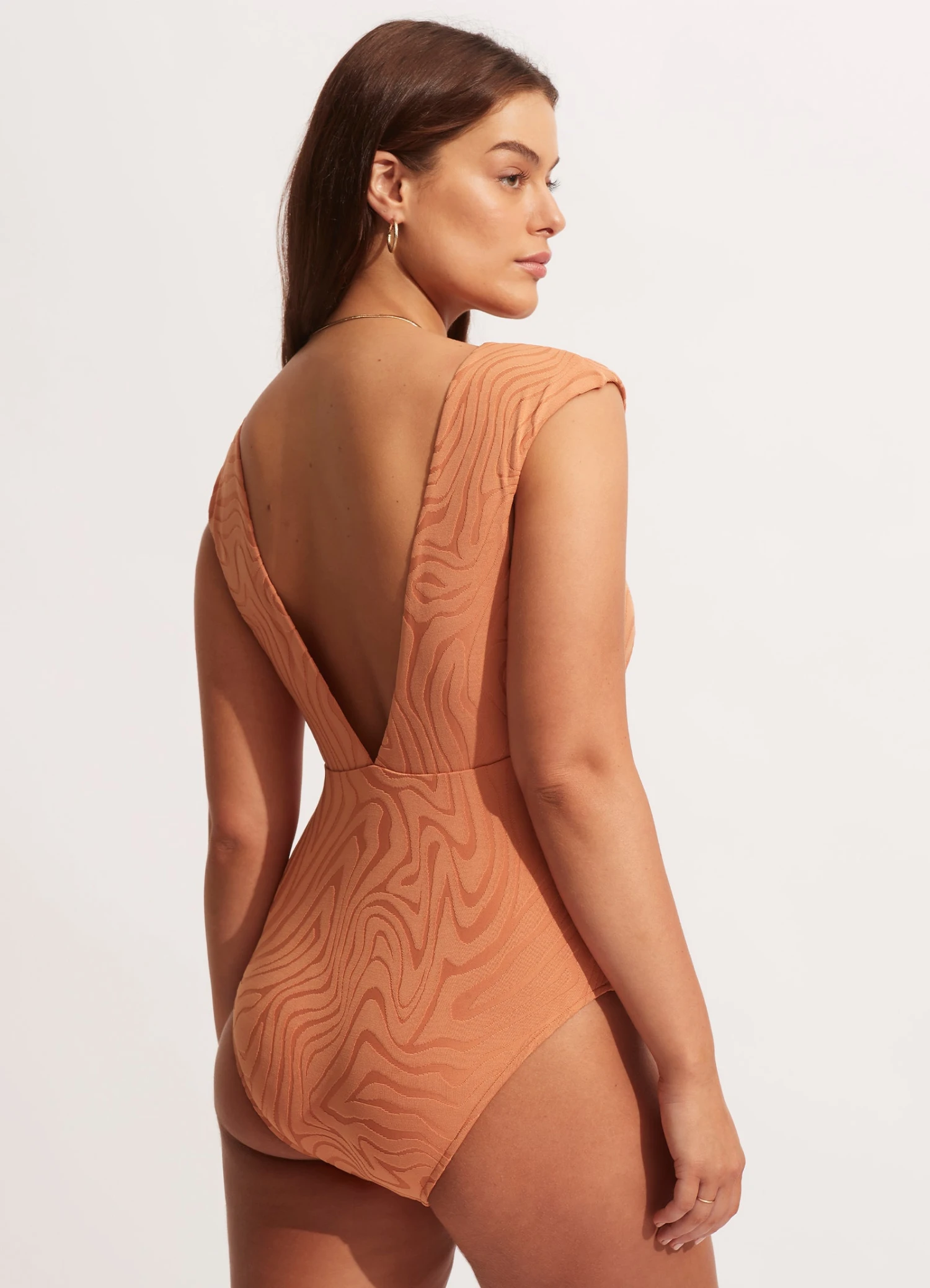Second Wave V Neck One Piece - Copper Tan 6 Second Wave V Neck One Piece - Copper Tan - Image 4