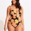 Palm Springs Wrap Front One Piece - Black