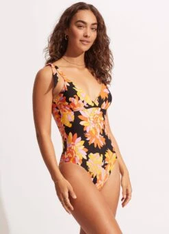 Palm Springs Wrap Front One Piece - Black -Bikini Sales Store 11092 703 Black 4