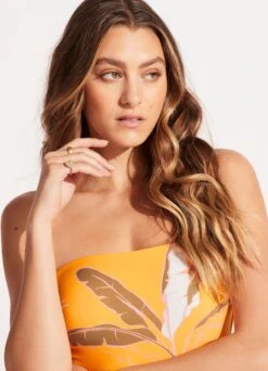 Palm Paradise Bandeau One Piece - Rockmelon 9 Palm Paradise Bandeau One Piece - Rockmelon -Bikini Sales Store 11099 028 Rockmelon 6