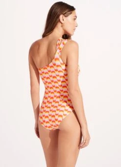 Modern Take One Shoulder Keyhole One Piece - Mandarin -Bikini Sales Store 11109 021 Mandarin 5