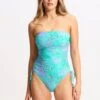 Sea Skin DD Drawstring Bandeau One Piece - Vivid Green