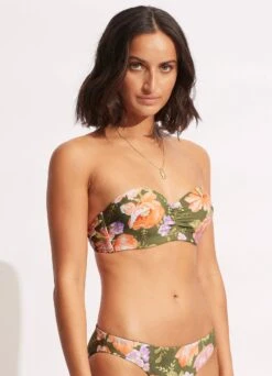 Paradise Garden Bustier Bandeau - Avocado -Bikini Sales Store 30574 960 Avocado 3