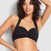 Seafolly Twist Soft Cup Halter - Black 1 Seafolly Twist Soft Cup Halter - Black -Bikini Sales Store 30806 065 Black 1