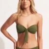 Seafolly Collective Twist Tie Front Bandeau -Bikini Sales Store 31187 942 Avocado 1