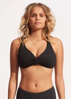 Seafolly Collective Wrap Front F Cup Bra - Black 7 Seafolly Collective Wrap Front F Cup Bra - Black -Bikini Sales Store 31219F 942 Black 2