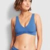 Seafolly "V" Neck Crop Top - Marina Blue -Bikini Sales Store 31297 065 MarinaBlu 1