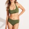 Seafolly Collective DD Scoop Neck Halter Top - Olive