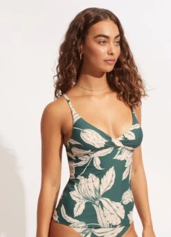 Fleur De Bloom Wrap Front Tankini Top - Evergreen -Bikini Sales Store 31381 983 Evergreen 3