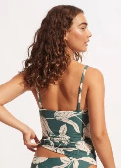 Fleur De Bloom Wrap Front Tankini Top - Evergreen -Bikini Sales Store 31381 983 Evergreen 4