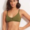 Seafolly Collective Gathered Strap Bralette - Avocado 1 Seafolly Collective Gathered Strap Bralette - Avocado -Bikini Sales Store 31390 942 Avocado 1