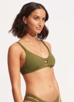 Seafolly Collective Gathered Strap Bralette - Avocado 9 Seafolly Collective Gathered Strap Bralette - Avocado -Bikini Sales Store 31390 942 Avocado 3