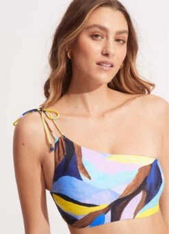 Tropfest One Shoulder Top With Tie - True Navy -Bikini Sales Store 31394 978 True 20Navy 4