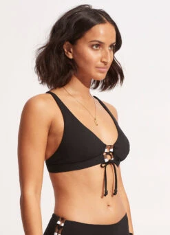 Sun Stripe Longline Tri - Black 9 Sun Stripe Longline Tri - Black -Bikini Sales Store 31396 947 Black 3