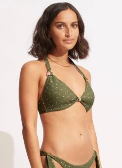 Paradise Garden Tab Front Halter Bra - Avocado -Bikini Sales Store 31400 960 Avocado 4
