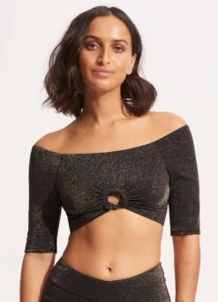Poolside Twist Ring Crop Top - Sepia 9 Poolside Twist Ring Crop Top - Sepia -Bikini Sales Store 31402 959 Sepia 2