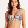 Sorrento Stripe Triangle Bikini Top - Black -Bikini Sales Store 31404 027 Black 4