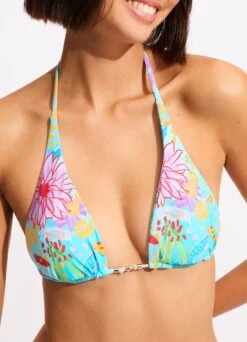 Under The Sea Reversible Slide Triangle Bikini Top - Blue Mist -Bikini Sales Store 31412 061 Blue 20Mist 7