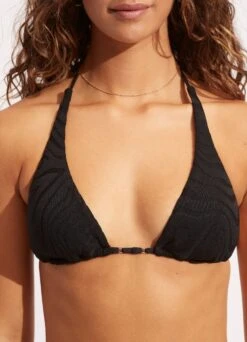 Second Wave Longline Slide Tri Top - Black -Bikini Sales Store 31412 968 Black 5