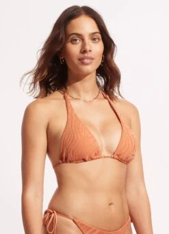 Second Wave Longline Slide Tri Top - Copper Tan -Bikini Sales Store 31412 968 Copper 20Tan 3