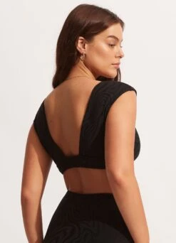 Second Wave Cap Sleeve Top - Black -Bikini Sales Store 31416 968 Black 6