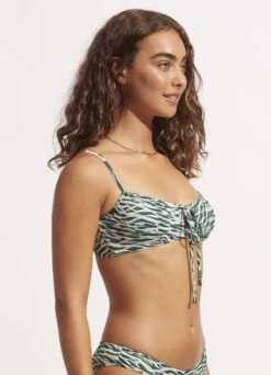 Wild At Heart Drawstring Neck Bralette - Evergreen -Bikini Sales Store 31420 988 Evergreen 4