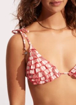Cabana Ruffle Slide Tri - Sunkissed Coral -Bikini Sales Store 31433 001 SunKisdCrl 7