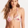 Silk Road Drawstring Halter Bralette Bikini Top - Parfait Pink