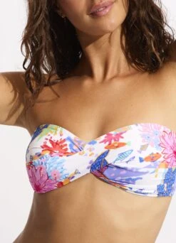 Under The Sea Twist Bandeau Bikini Top - White -Bikini Sales Store 33261 061 White 7